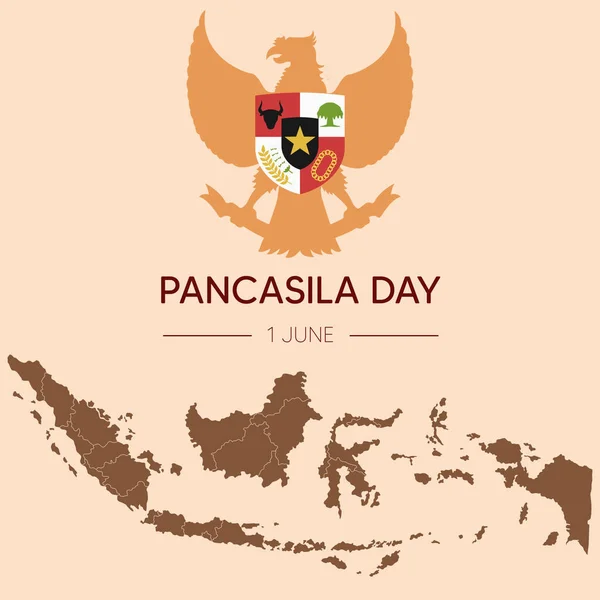 Поздравительная Открытка Случаю Дня Панкасилы Индонезии — стоковый вектор