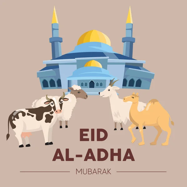 Cartão Saudações Eid Adha Mubarak — Vetor de Stock