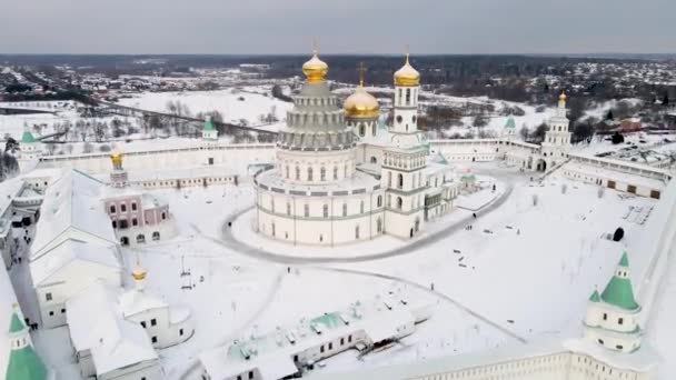 Aerial Video New Jerusalem Monastery Winter Day Moscow Region Istra — Stok video