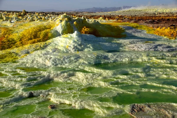 Dallol Volcán Activo Cuenca Del Danakil Noreste Etiopía Cerca Frontera — Foto de Stock