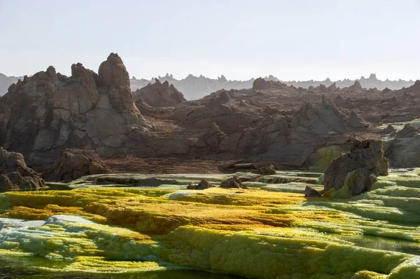 Dallol Volcán Activo Cuenca Del Danakil Noreste Etiopía Cerca Frontera — Foto de Stock