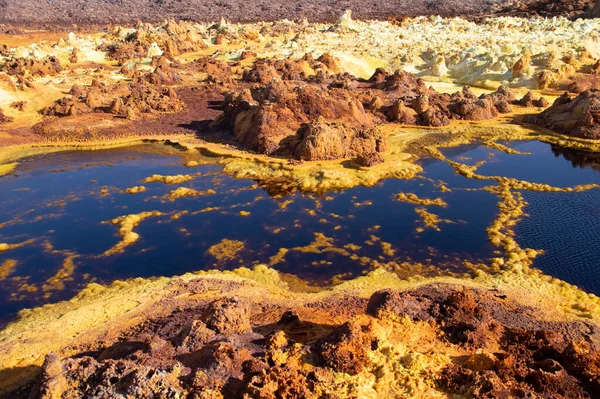 Dallol Vulcão Ativo Bacia Danakil Nordeste Etiópia Perto Fronteira Com — Fotografia de Stock