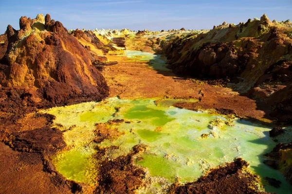 Dallol Volcán Activo Cuenca Del Danakil Noreste Etiopía Cerca Frontera — Foto de Stock