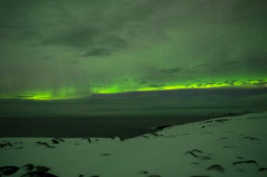 Aurora Borealis. Kuzey Işıkları. Teriberka. Murmansk bölgesi. Rusya