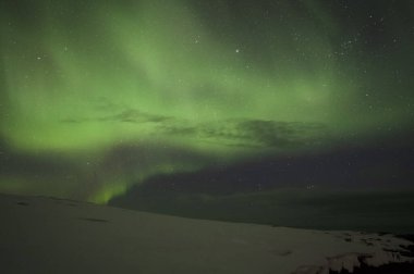 Aurora Borealis. Kuzey Işıkları. Teriberka. Murmansk bölgesi. Rusya