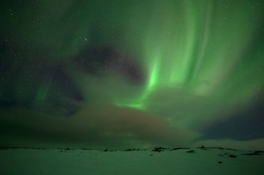 Aurora Borealis. Kuzey Işıkları. Teriberka. Murmansk bölgesi. Rusya