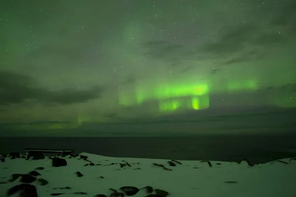 Aurora Borealis Северное Сияние Териберка Мурманская Область Россия — стоковое фото