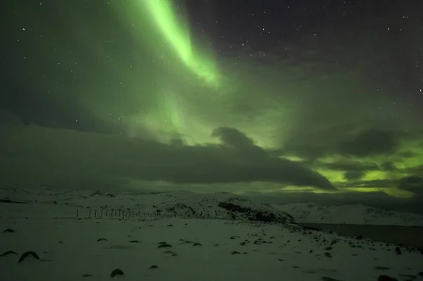 Aurora Borealis Northern Lights Teriberka Região Murmansk Rússia — Fotografia de Stock