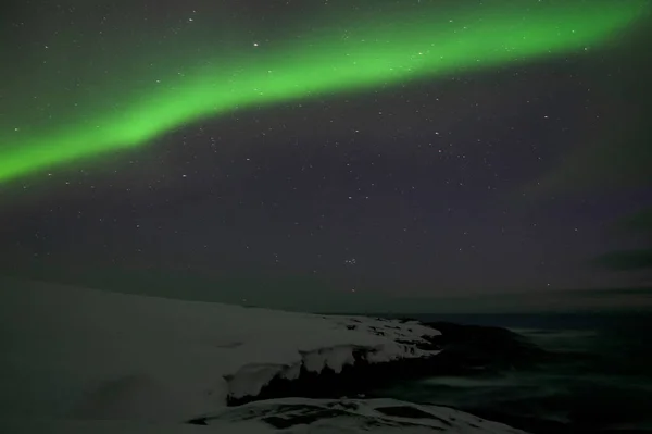 Aurora Borealis Luci Del Nord Teriberka Regione Murmansk Russia — Foto Stock