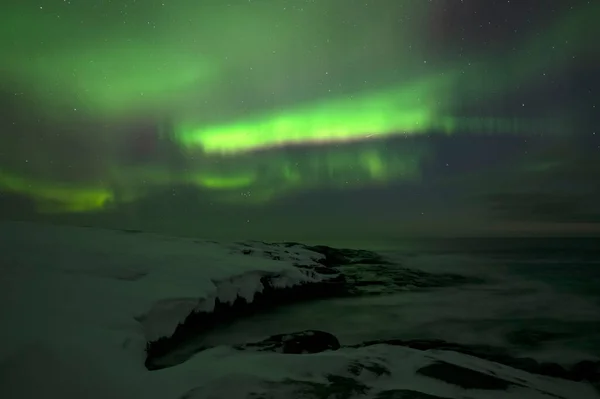 Aurora Borealis Luci Del Nord Teriberka Regione Murmansk Russia — Foto Stock