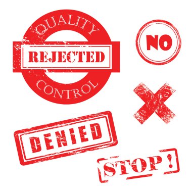 Rejected, Denied, Stop, X, Quality Control DIstressed Red Stamps clipart