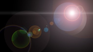 Glowing lens flare camera photo effect with black and white bright coloring. Raster