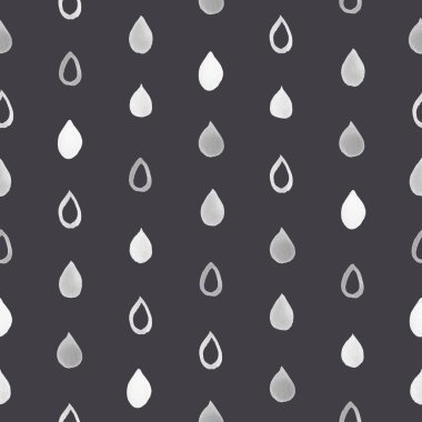 Rain drops seamless pattern with dark grey background