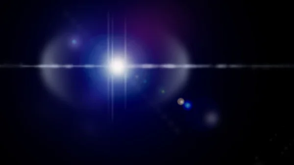 Blue lens flare photo effect on black background. Dynamic vivid colors as blurry lines, spots, specs, dots, glare, lights for backgrounds, wallpapers and web use — Stockfoto