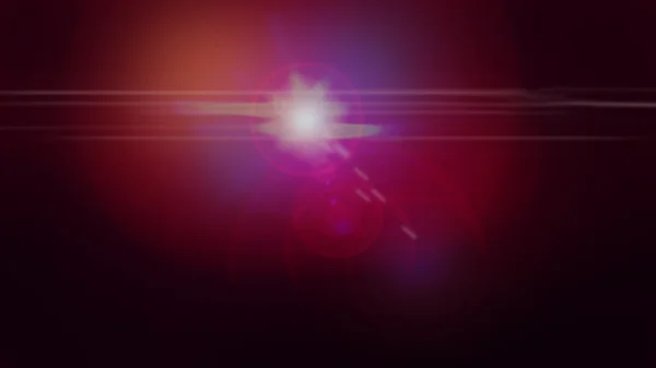 Red lens flare photo effect. Bursting flash blurry star on magenta hues — ストック写真