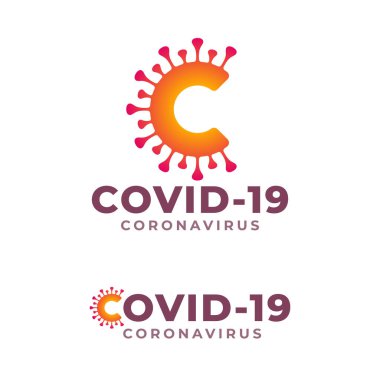 C harfi - Corona virüsü / Covid 19 logosu