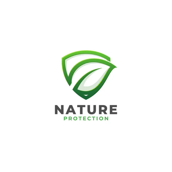 Bouclier Naturel Logo Protection Nature — Image vectorielle