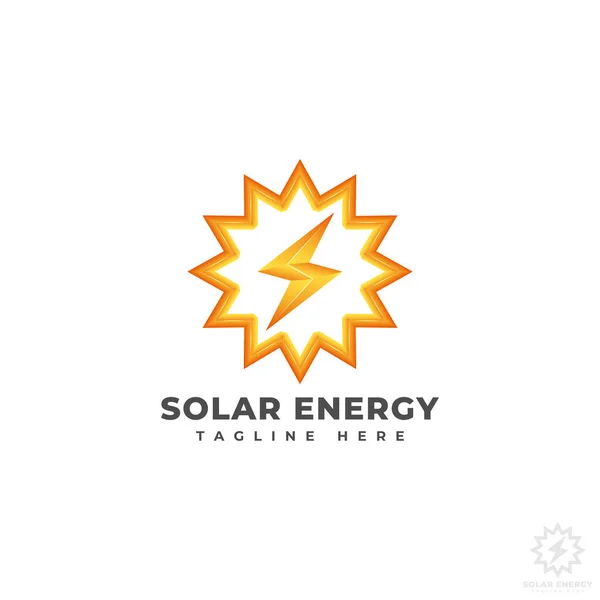 Logo Solární Energie Koncepcí Slunce Blesku — Stockový vektor