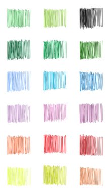 Jel kalem darbeleri koleksiyonu. Renkli çizgiler ve çizimler. Çizgiler ya da sıvı mürekkeple. Dekorasyon için hazır. Güçlü gölgelerden sıra çizgilere. Yeşil, mavi, pembe, sarı, turuncu ve diğer renkler.