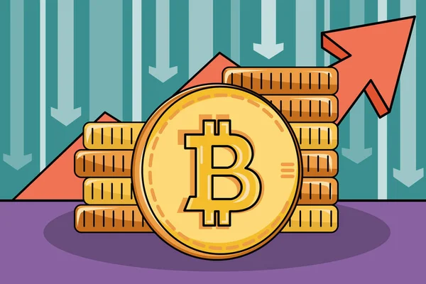 Sharp Correction Bitcoin Falling Bitcoin Capitalization Bear Market Stack Bitcoin — Vettoriale Stock