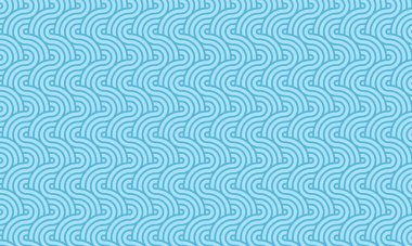 Tekrarlanan Retro Eğri Yazdırma Dokusu. Asya Doğu Sanat Şablonu. Sürekli Modern Vektör Kıvrımlı Pleksus Doku Arkaplanı. Basit Grafik Görsel Sonsuz Deseni Tekrarla. Basit Okyanus Dalgaları. Poster, pankart, ağ, ambalaj şablonu düzeni.