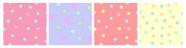 Yıldız ve Noktalı Tekrarlanabilir Prenses Deseni. Şirin pembe arka plan seti. Modern Peri Prensesi, kağıt ve tekstil tasarımı için tekrarlayan desen. Erkekler ve kızlar için fantezi yıldız koleksiyonu