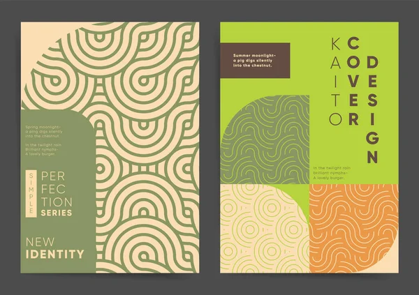 Üst üste binen dalga ve dairelerle modern geometrik tasarım arka planı. Poster, kapak, sunum, broşür ve broşür için A4 şürü. Geometrik dalgalı Asyalı tasarım düzeni. Doğulu dalga çizgileri ve daireler