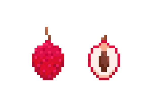 Vetor do Stock: Pixel fruits set. Pixel art fruits huge vector