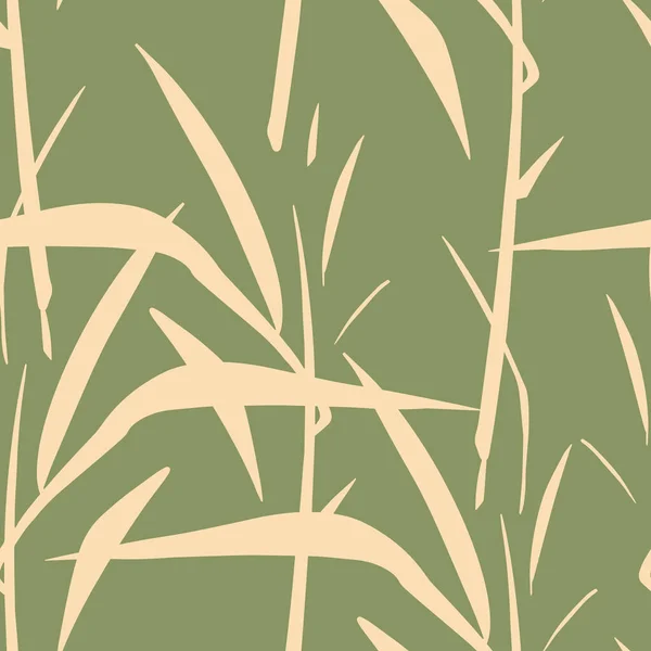 Modern Japanese Bamboo Seamless Pattern Bamboo Leaves Hand Drawn Print — Stock Vector