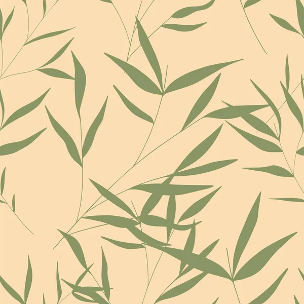 Motif Moderne Bambou Japonais Sans Couture Feuilles Bambou Imprimé Dessiné — Image vectorielle