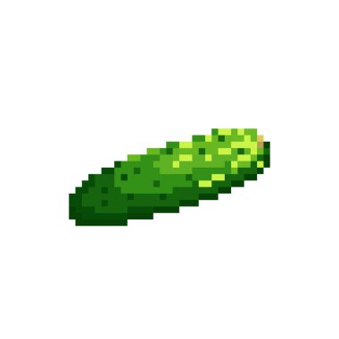 Piksel salatalık vektör çizimi. Pikselli sebze salatalığı simgesi.