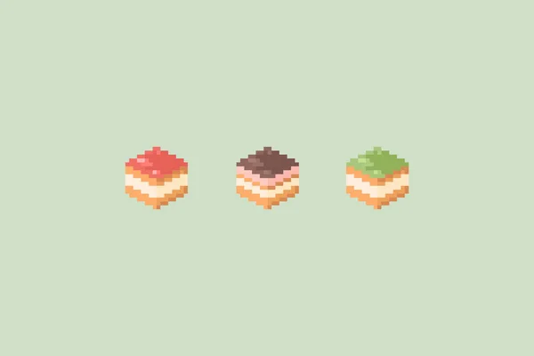 Pixel Court Jeu Illustration Gâteau Gâteau Vectoriel Pixel Court Chocolat — Image vectorielle