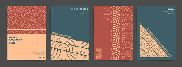 Kurumsal Asya Geometrik Tasarım Şablon Kümesi. Poster, web sanatı, broşür, kimlik, kapak, rapor için en iyisi. Dinamik retro elementleri ve dalgaları olan Geometrik minimal Çin ejderhası. Vektör illüstrasyonu.