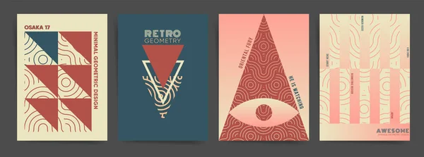 Modern sanat üçgeni geometrik poster şablonu. Web sanatı, dergi, kapak, poster, kimlik, rapor, a4 kağıdı için en iyisi. Çağdaş sanat ve vizyon tasarımı ile Retro Geometrik gradyanlar. Vektör.