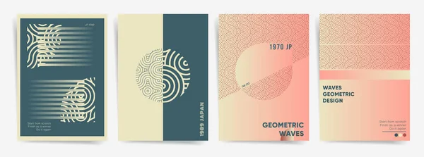 Geometrische Vorlage Plakatset Mit Farbverlauf Auf Halber Strecke Monochrome Farbverläufe — Stockvektor