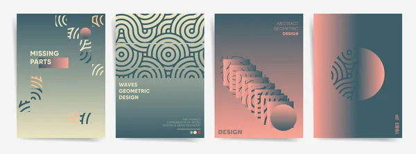 幾何学的抽象デザインポスターセット ポスター パンフレット カバー チラシ バナー 背景のための抽象グラデーショングラフィックテンプレート クリエイティブなハーフトーンのシンプルな背景レイアウト モダンアートデザインポスターセット — ストックベクタ
