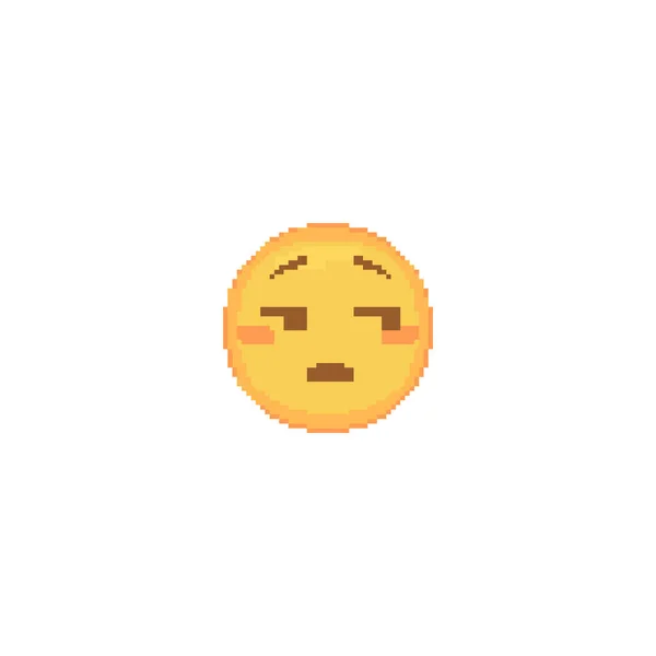 Pixel Art Indifferent Emoji Retro Pixel Pessimistic Emoticon Face Sad — Stock Vector