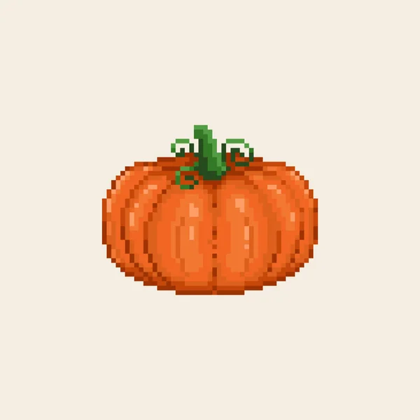 Pixel Art Pumpkin Icon Retro Bit Vector Illustration — Stock Vector