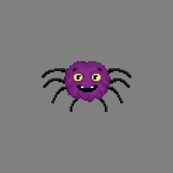 ピクセルアートスパイダーベクターイラスト ハロウィーンの装飾 ゲーム資産 ステッカーなどのためのクモの面白いレトロなアイコン かわいいレトロスタイルのピクセル紫色のクモ — ストックベクタ