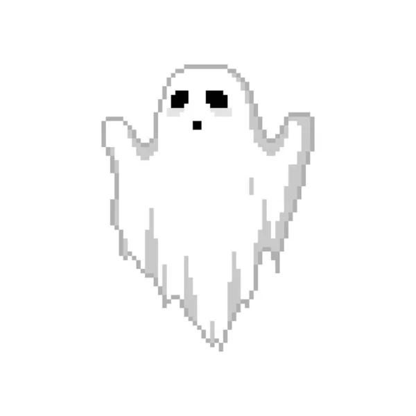 Pixelart Spöke Halloween Retro Bit Pixel Spöke Illustration Vektor — Stock vektor