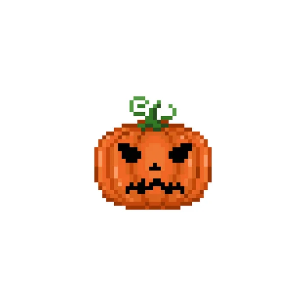 Pixel Art Effrayant Citrouille Citrouille Halloween Effrayant Effrayant Dans Style — Image vectorielle