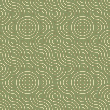 Japon geometrik kusursuz desen. Soyut modern geleneksel dalgalı çizgiler arka plan, kumaş veya doku için motifi tekrarlar. Asya ya da Japonya 'dan yeşil kadim dalga desenleri. Vektör geometrik baskı.