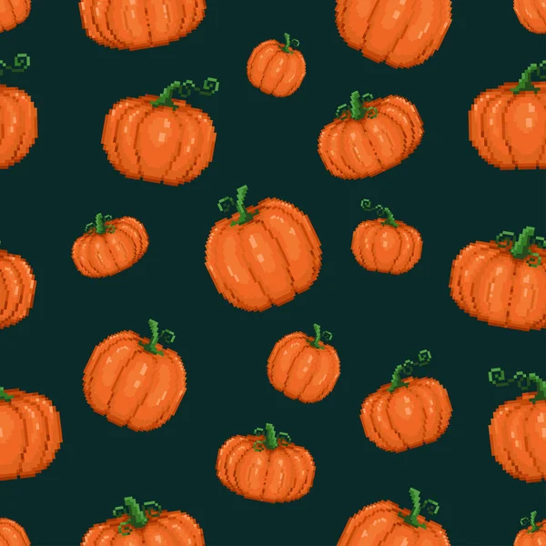 Pixel Art Halloween Motif Sans Couture Bit Gamer Style Rétro — Image vectorielle