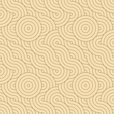 Geometrik daireler ve Japonların kusursuz dalgaları. Asya tarzında dalgalı çizgiler. Oriental 