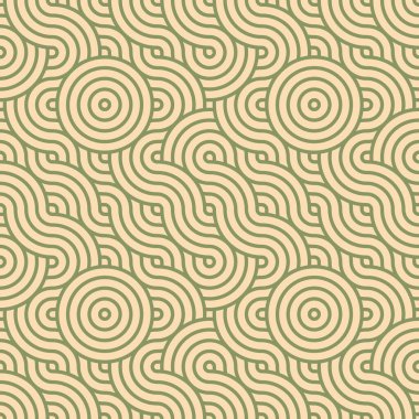 Asya stili mandala pürüzsüz desen. Kumaş, tekstil ve kağıt arkaplan için geometrik dikişsiz süsler. Japon motifli dalgalı mandala desen tasarımı. 