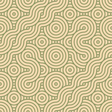 Asya stili mandala pürüzsüz desen. Kumaş, tekstil ve kağıt arkaplan için geometrik dikişsiz süsler. Japon motifli dalgalı mandala desen tasarımı. 