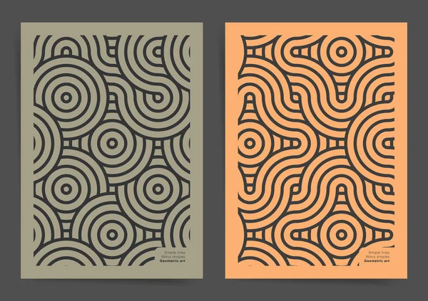 Fondos Carteles Geométricos Vintage Diseño Retro Mínimo Para Portadas Folletos — Vector de stock