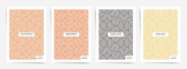 Modern basit geometrik dalgalı çizgiler poster tasarımları. İş afişleri, afişler, broşürler, kartlar, katalog ve Japon şablonları için A4 Asya modasına uygun kapak şablonu. Vektör baskısı