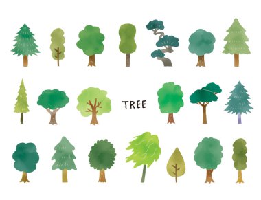 Basit ağaç resimleme simgesi seti