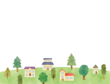 Rastgele dokunuş Evi ve ağaç simgesi resimleme seti